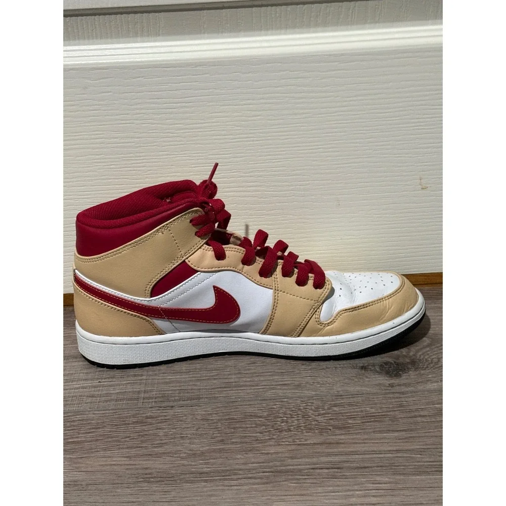 Air‎ Jordan 1 Mid Hemp White Gym Red BQ6472-161 Mens Tan Sneakers Size 11